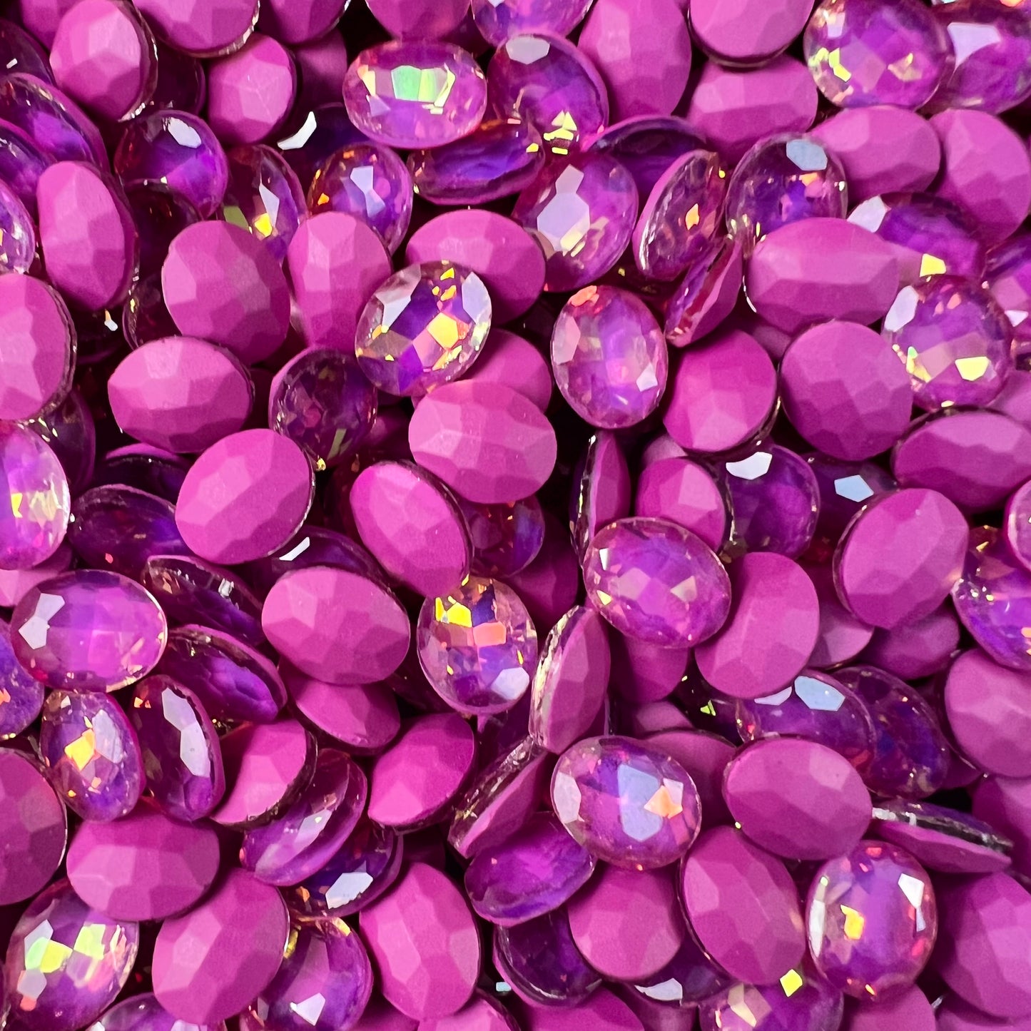 F04-Dark Purple Oval Shape Shining Bling DIY Glass Accessories