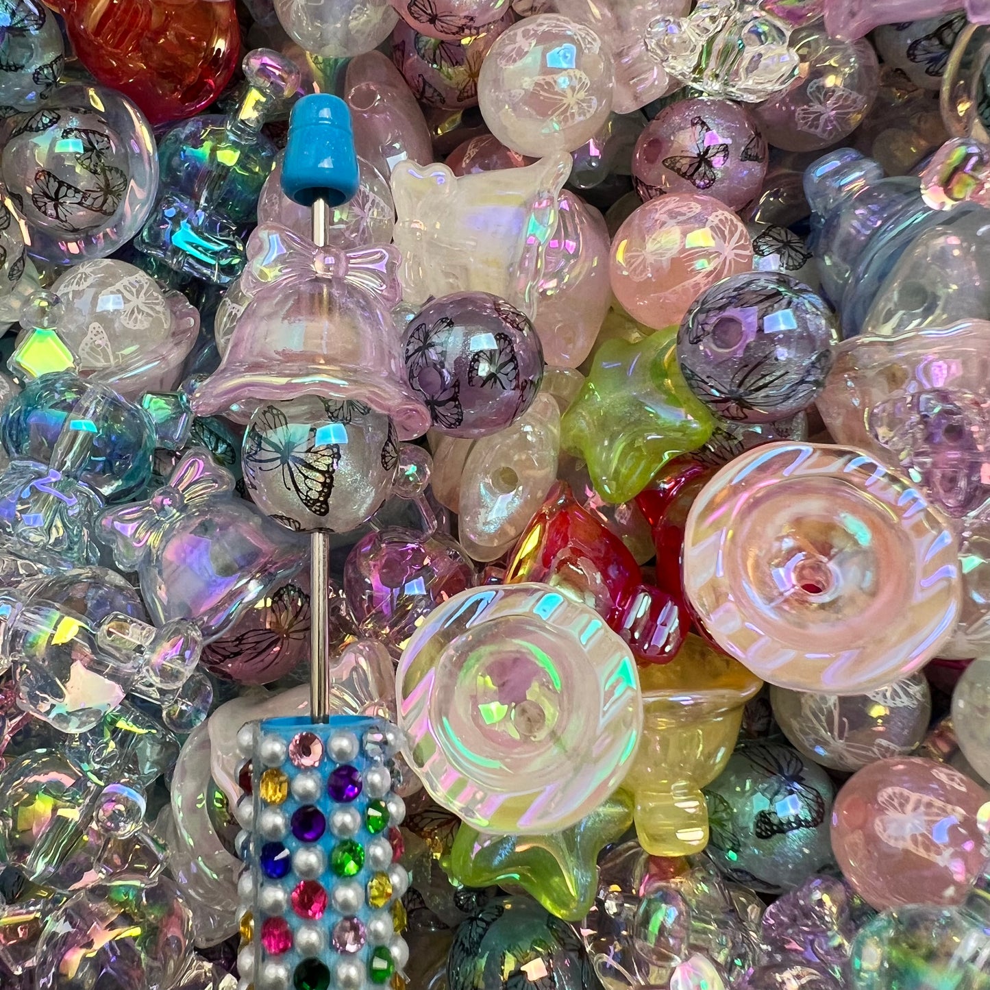 K10-Beautiful Colorful Clear Butterfly Style DIY Beads With Mixed Shape and Colors