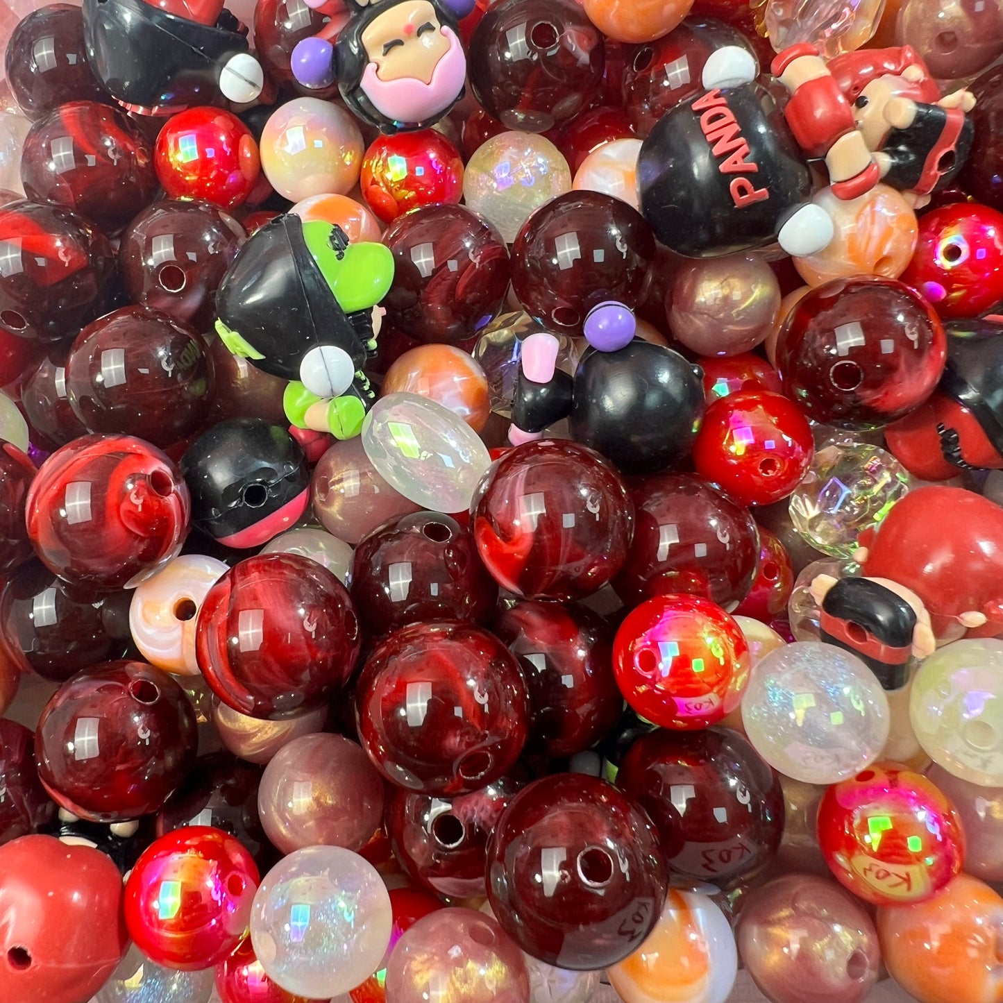 H06- Brown Red Style Mixed DIY Beads and Charms with Mixed Size Colors