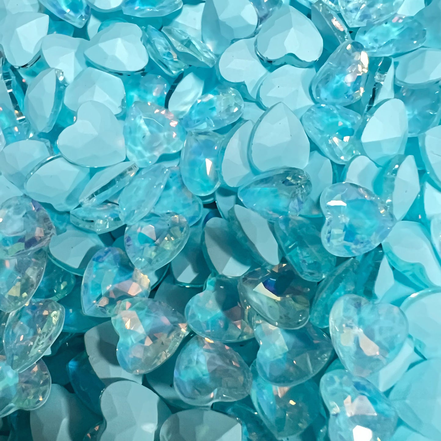 F03-Beautiful and Shining Bling Light Blue Heart Shape DIY Glass Accessories