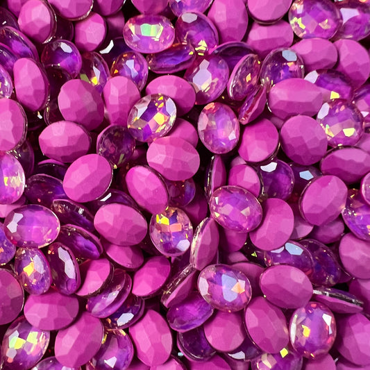 F04-Dark Purple Oval Shape Shining Bling DIY Glass Accessories