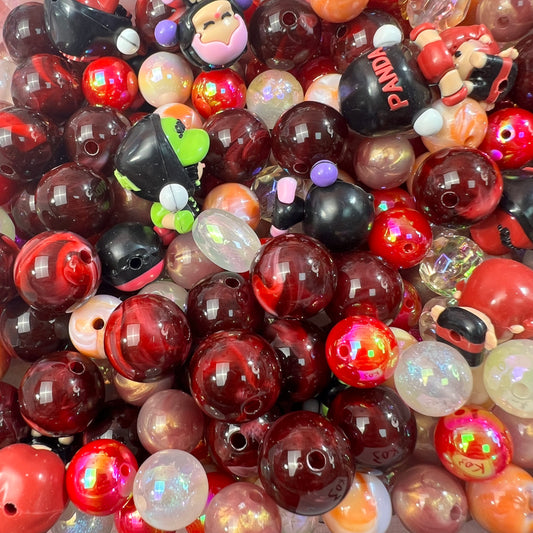 H06- Brown Red Style Mixed DIY Beads and Charms with Mixed Size Colors