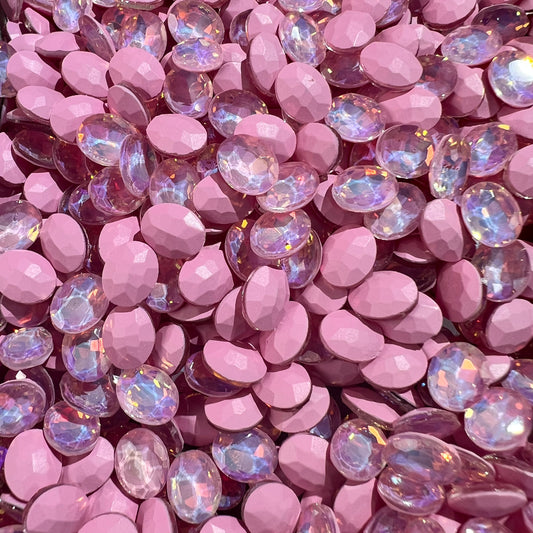 F05-Light Pink Oval Shape Shining Bling DIY Glass Accessories