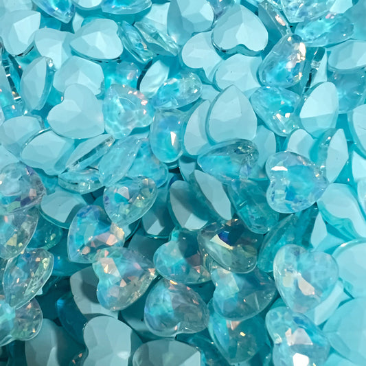 F03-Beautiful and Shining Bling Light Blue Heart Shape DIY Glass Accessories